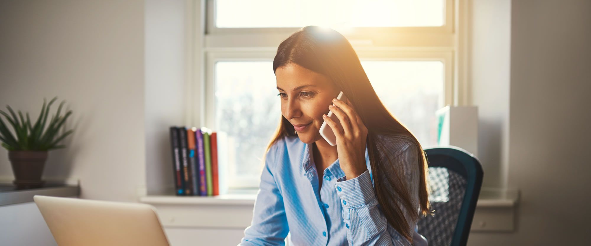 Women checking her business finances